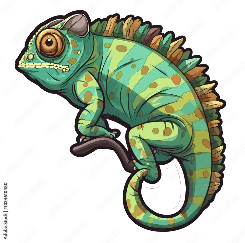 Fototapeta premium Colorful Chameleon Cartoon sticker