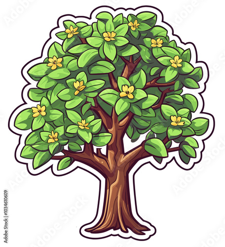 Cinnamon tree cartoon sticker illustration