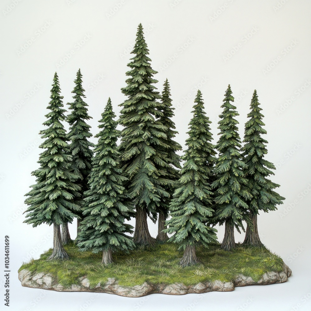 Obraz premium Lush green pine forest a serene retreat surrounded by majestic trees and nature's beauty