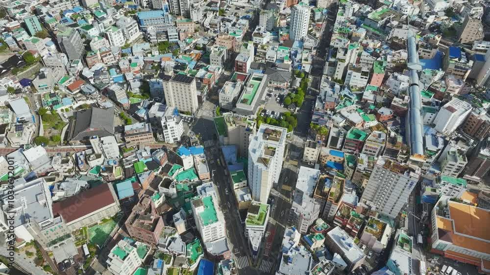 Drone View of Busan city in South Korea, Busan Station, Summer, 60fps Drone View of Busan city in South Korea, Busan Station, Summer, 60fps