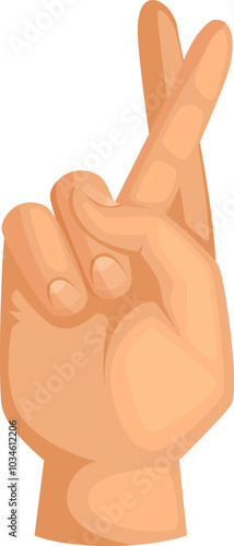 Crossed fingers hand gesture. Wish for luck sign