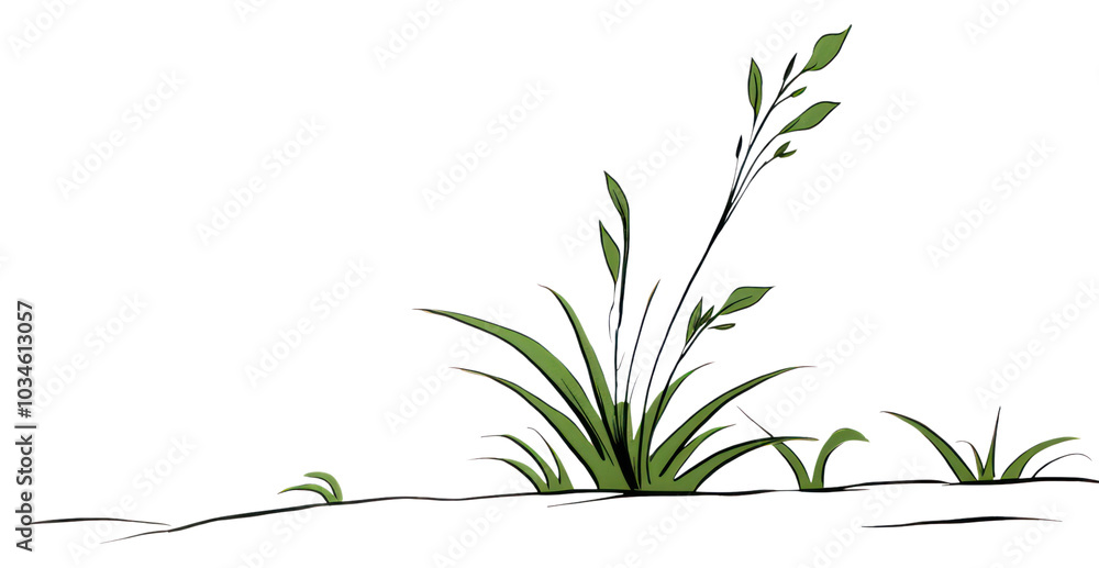 Naklejka premium PNG Plant sketch grass line.