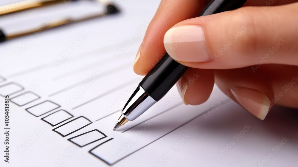 Hand Filling Out a Checklist Hand Filling Out a Checklist