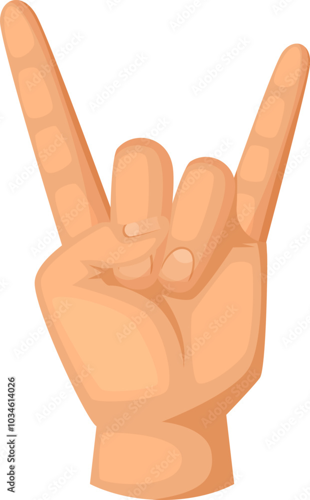 Obraz premium Rock hand gesture. Punk music cartoon symbol