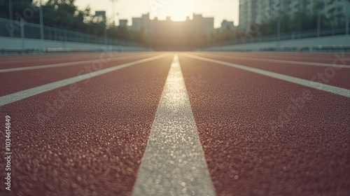 Wallpaper Mural The serenity of an empty running track at dawn illuminated by the rising sun Torontodigital.ca