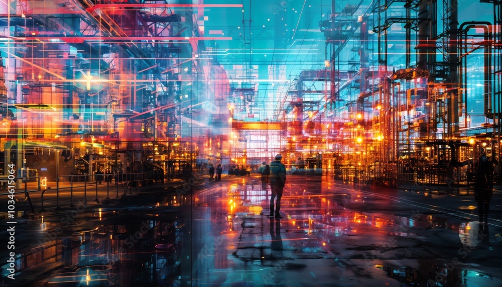 Naklejka premium Innovative holographic projections transforming complex infrastructure design