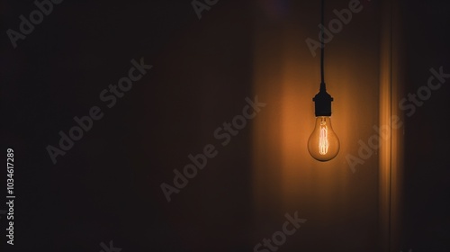 Wallpaper Mural Dark empty room with single flickering light bulb casting long shadows, emphasizing absence of power and eerie atmosphere, minimalist setting with focus on light bulb's glow. Torontodigital.ca