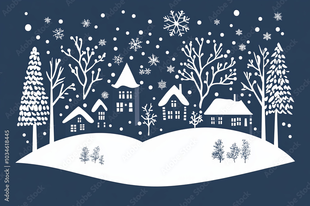 Winter snowy town at night Winter snowy town at night