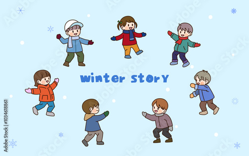 겨울 크리스마스 시즌 어린이 삽화