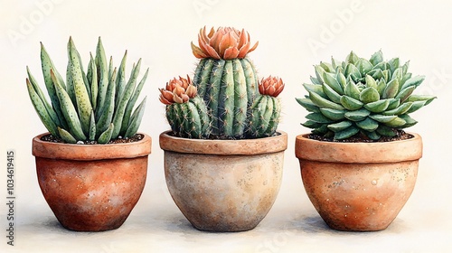 Aerial View of Three Types of Cacti