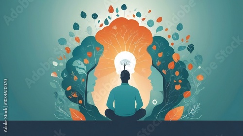 Mental health disorder problem, 2d illustration 