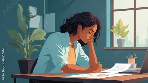 Mental health disorder problem, 2d illustration 