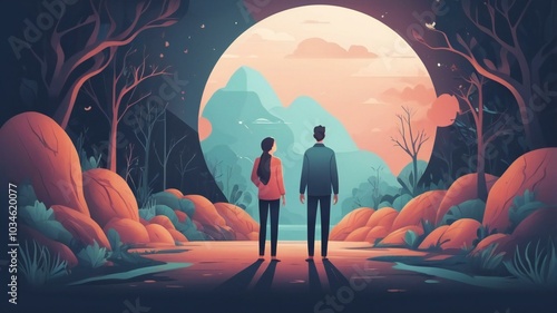 Mental health disorder problem, 2d illustration 