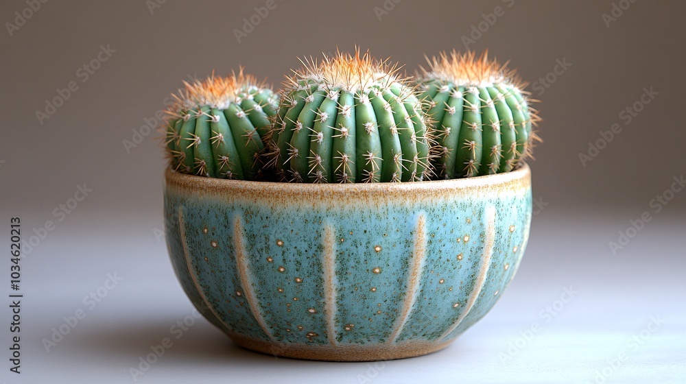 Realistic Cacti in Decorative Pot