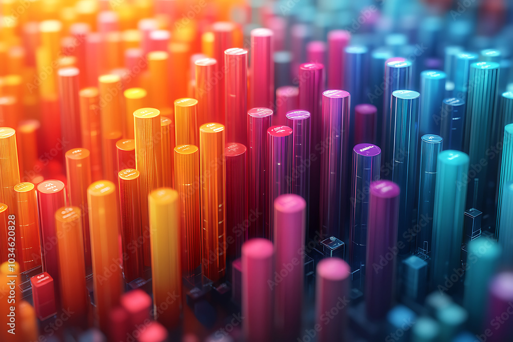 A dynamic 3D data visualization displaying colorful chart bars, illustrating business analytics, statistics, and trends in a modern, abstract style.
A dynamic 3D data visualization displaying colorful chart bars, illustrating business analytics, statistics, and trends in a modern, abstract style.
