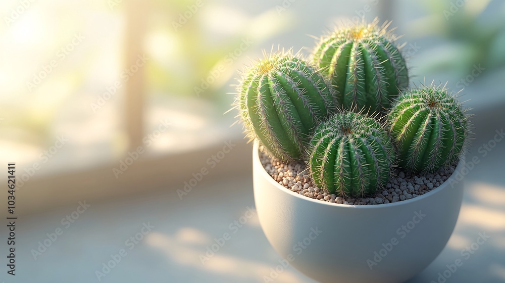 Trio of Cacti in Minimalist White Pot Trio of Cacti in Minimalist White Pot