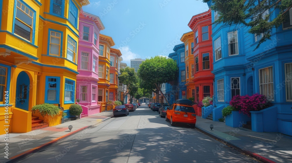 Obraz premium Historic landmark tour, vibrant colors, iconic structures, wide shot, inviting