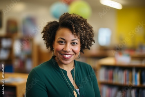 Portrait of a smiling female African American kindergarten teacher