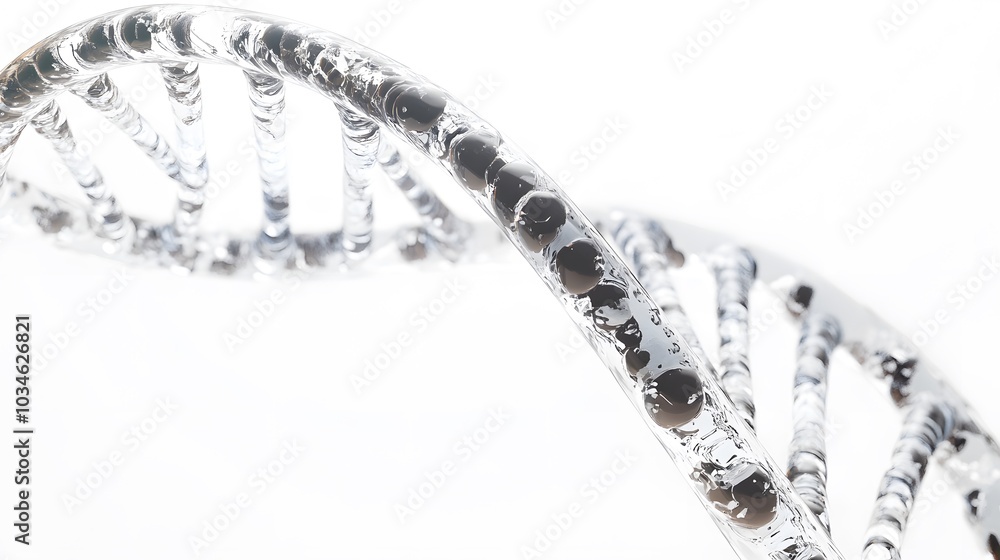 Obraz premium Close-up of a Shiny, Transparent Double Helix DNA Model