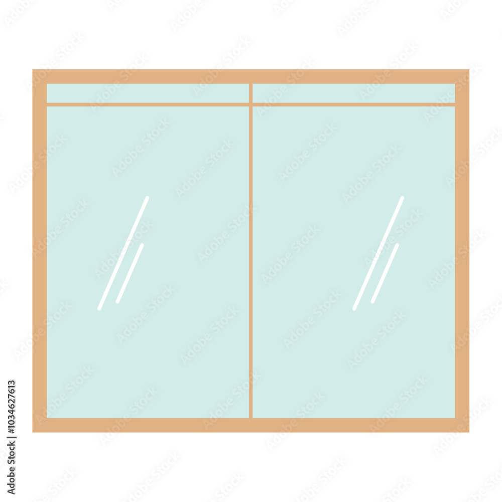 Naklejka premium Tall window with wooden frame for home decor, Vector