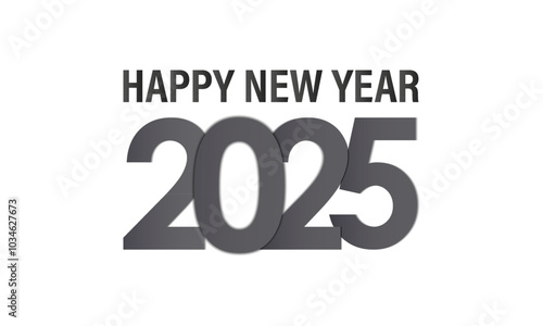 Happy New Year Brush stroke and fill numbers 2025. Celebration New Year's Eve. Design for cards, prints, social media, banner. Vector illustration of background. Eps 10