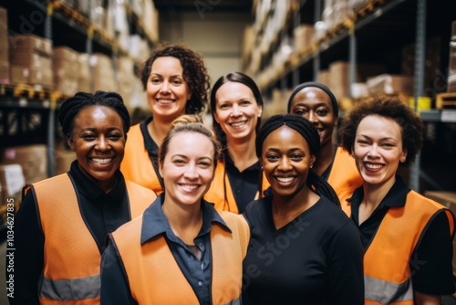 Wallpaper Mural Smiling portrait of a diverse group of female warehouse workers Torontodigital.ca
