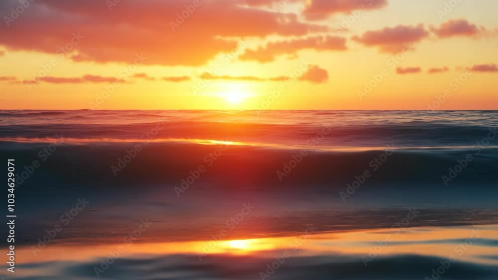 The sun sets over the ocean, casting a warm glow on the water The sun sets over the ocean, casting a warm glow on the water