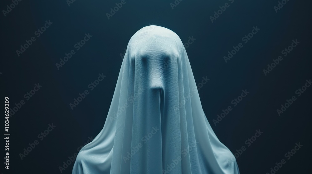 A haunting ghost draped in shadows, evoking fear with its chilling gaze against a dark backdrop. A haunting ghost draped in shadows, evoking fear with its chilling gaze against a dark backdrop.