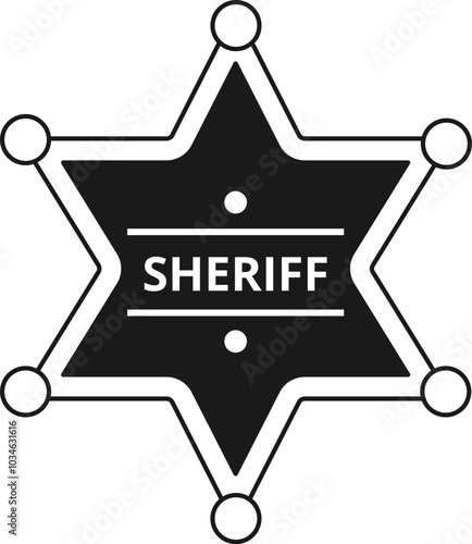 Sheriff badge black icon. Guard star label