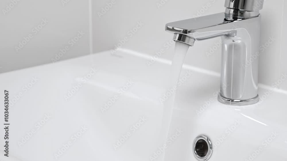 Water running from faucet closeup. Nobody Water running from faucet closeup. Nobody