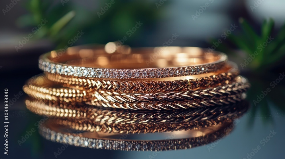 Elegant Gold and Silver Bracelets with Reflection Elegant Gold and Silver Bracelets with Reflection