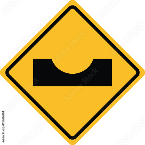 Dangerous dip sign. Dip sign on the road symbol. Hole on the road. rugged way. Traffic sign logo.