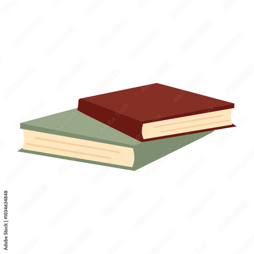 Stack of two books in red and green for study or decor, Vector Stack of two books in red and green for study or decor, Vector