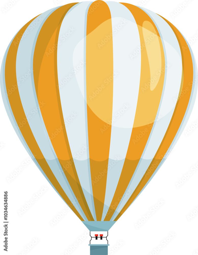 Fototapeta premium Striped hot air balloon. Cartoon travel airship