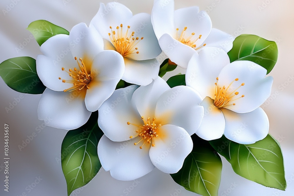 Obraz premium A soft watercolor painting of Yamabuki blossoms, blending gentle yellows and greens