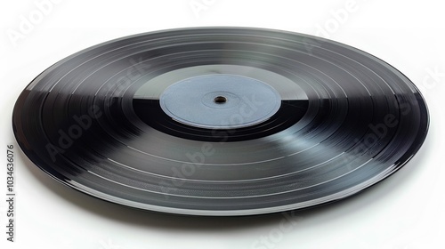 Vintage Vinyl Record on Clean White Background