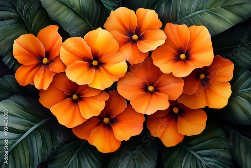 Wallpaper Mural A watercolor painting of Tagetes flowers, blending vibrant orange and yellow hues Torontodigital.ca