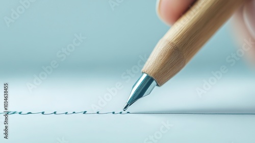 A person is writing with a pen on a piece of paper