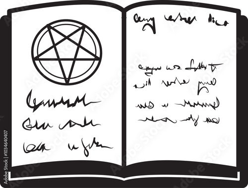 Spell book black icon. Witch grimoire symbol