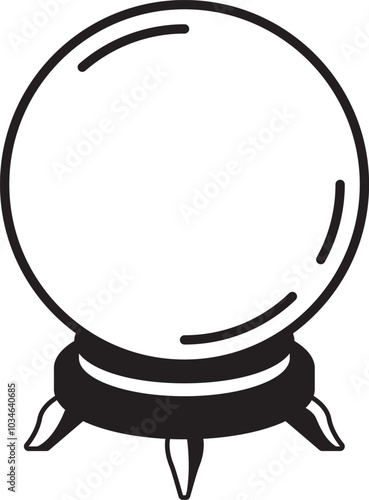 Crystal globe black icon. Magic orb symbol