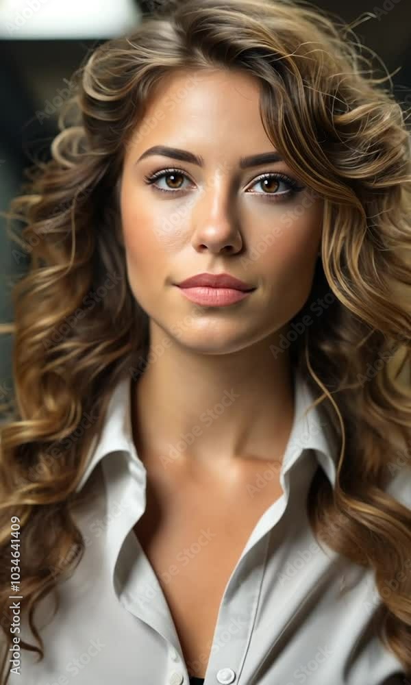 At the company office, a young, accomplished businesswoman is facing the camera.
At the company office, a young, accomplished businesswoman is facing the camera.
