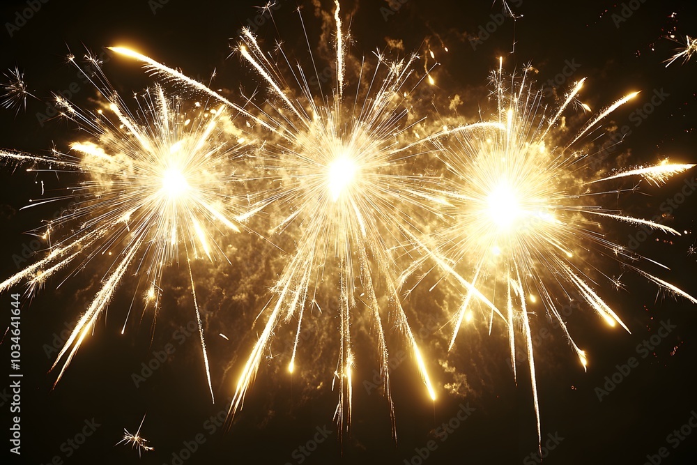 Obraz premium Golden Fireworks Explosion in Night Sky