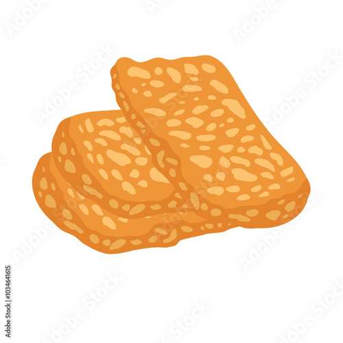 Delicious Traditional Indonesian Food Tempeh Soybean Vector