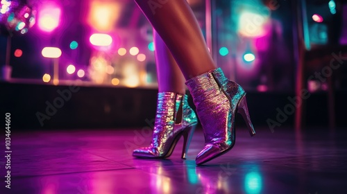 Close up of a sexy woman with a disco mirror ball. Nightclub and party background