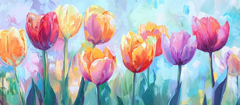 Bright Tulips Spring Landscape Bright Tulips Spring Landscape