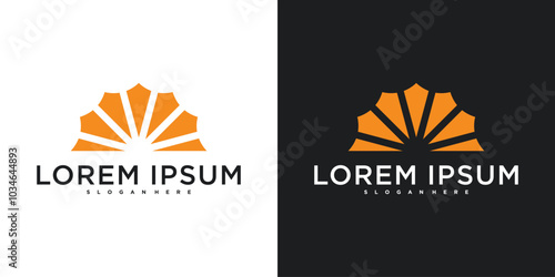 Sunrise sunshine logo template. Sun design. Premium Vector