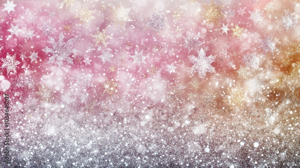 Elegant background featuring shades of silver gold and pink adorned with glitter sparkles and stars Elegant background featuring shades of silver gold and pink adorned with glitter sparkles and stars