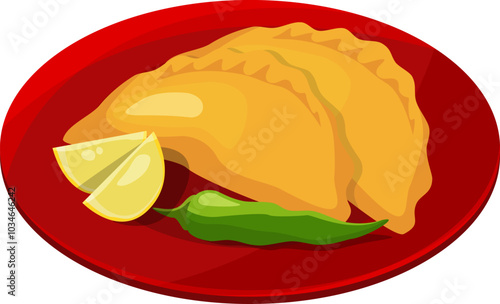 Puri dish. Indian baking meal cartoon icon