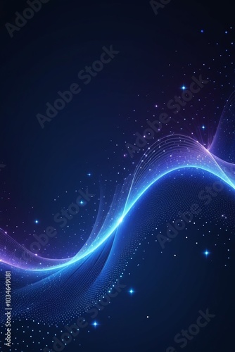 Blue sound waves, abstract background, vertical composition