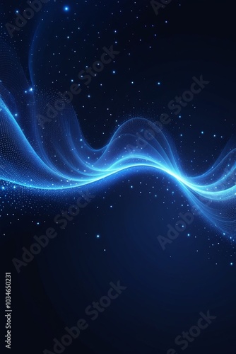 Blue sound waves, abstract background, vertical composition